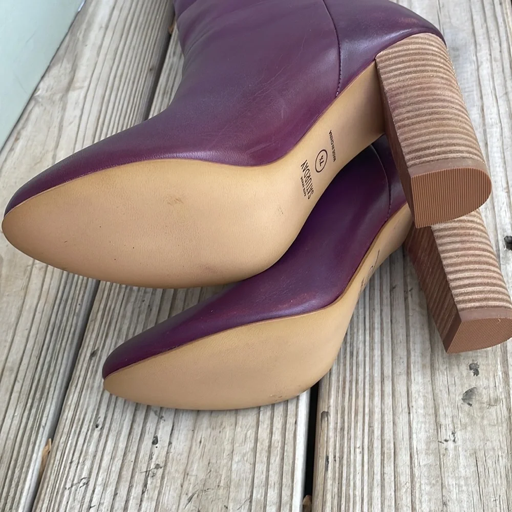 NIB- Kate Spade Saturday Burgundy Leather Knee High Block Heel Boots size 7.5
